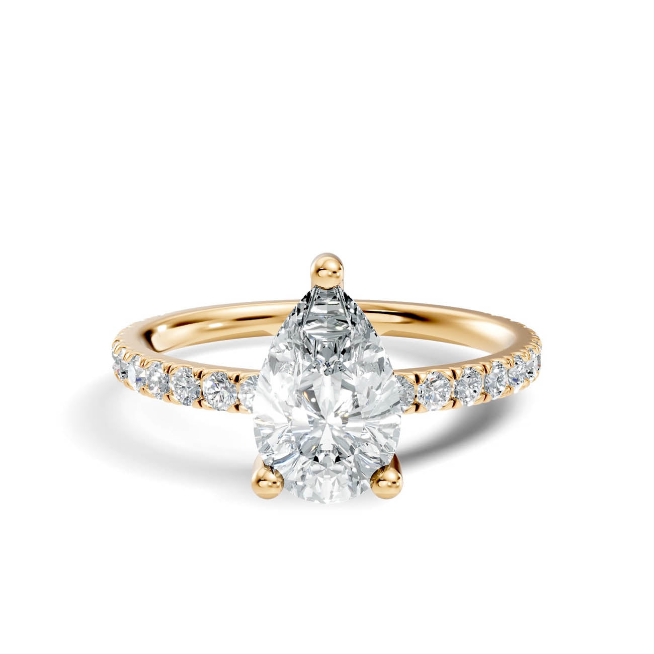 1.34 Ct. Classic Pear Diamond Ring with Pavé Band Setting (21-f) 3