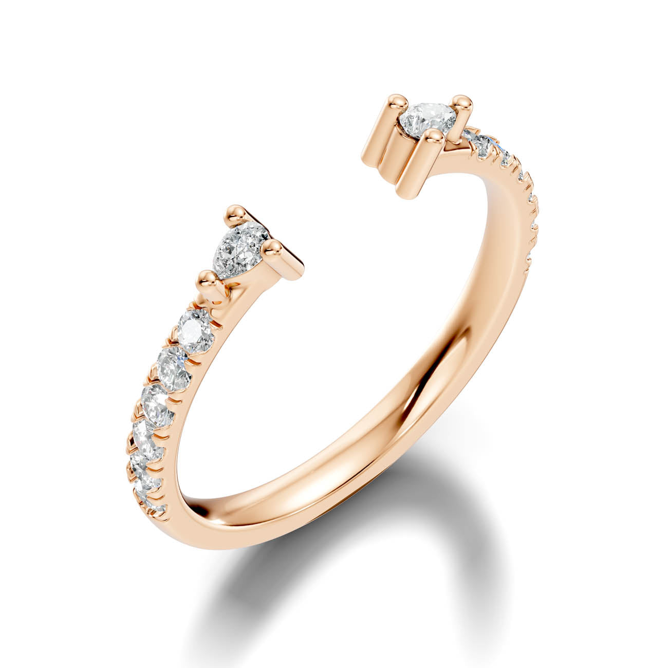 .34 Ct. Open Cuff Pear Diamond Ring with Pavé Accents (24-a) 9