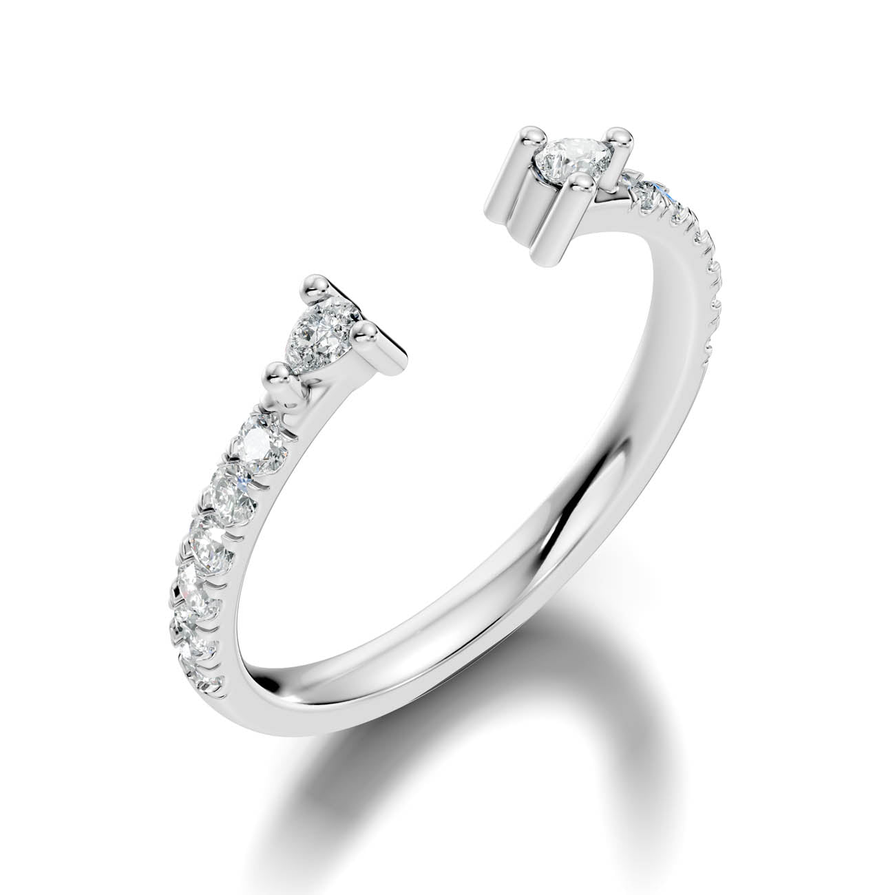 .34 Ct. Open Cuff Pear Diamond Ring with Pavé Accents (24-a) 13