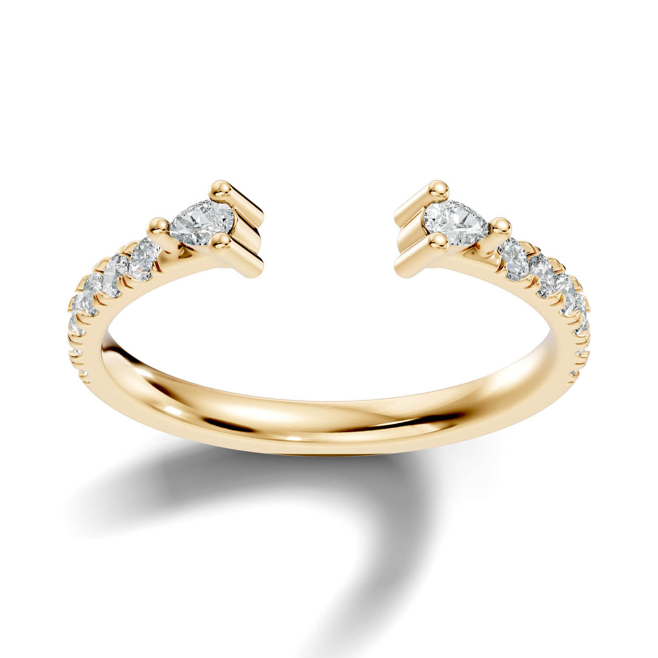 .34 Ct. Open Cuff Pear Diamond Ring with Pavé Accents (24-a) 4