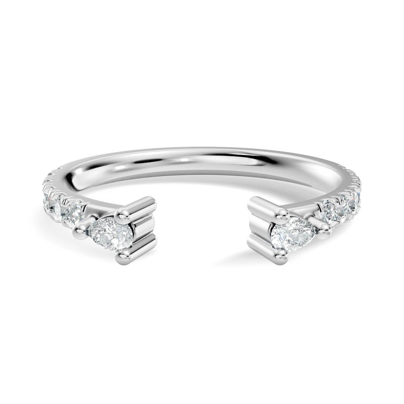 .34 Ct. Open Cuff Pear Diamond Ring with Pavé Accents (24-a) 10