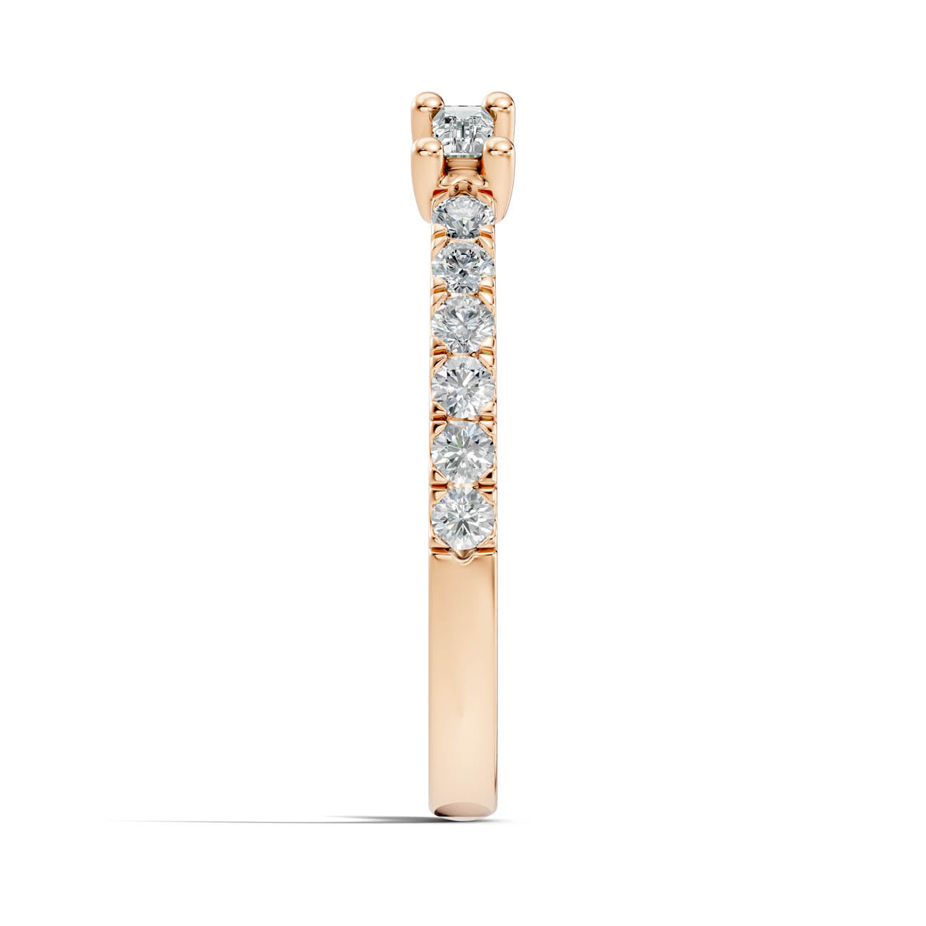 .35 Ct. Open Baguette and Round Diamond Toi et Moi Ring with Pavé Shank (24-b) 8