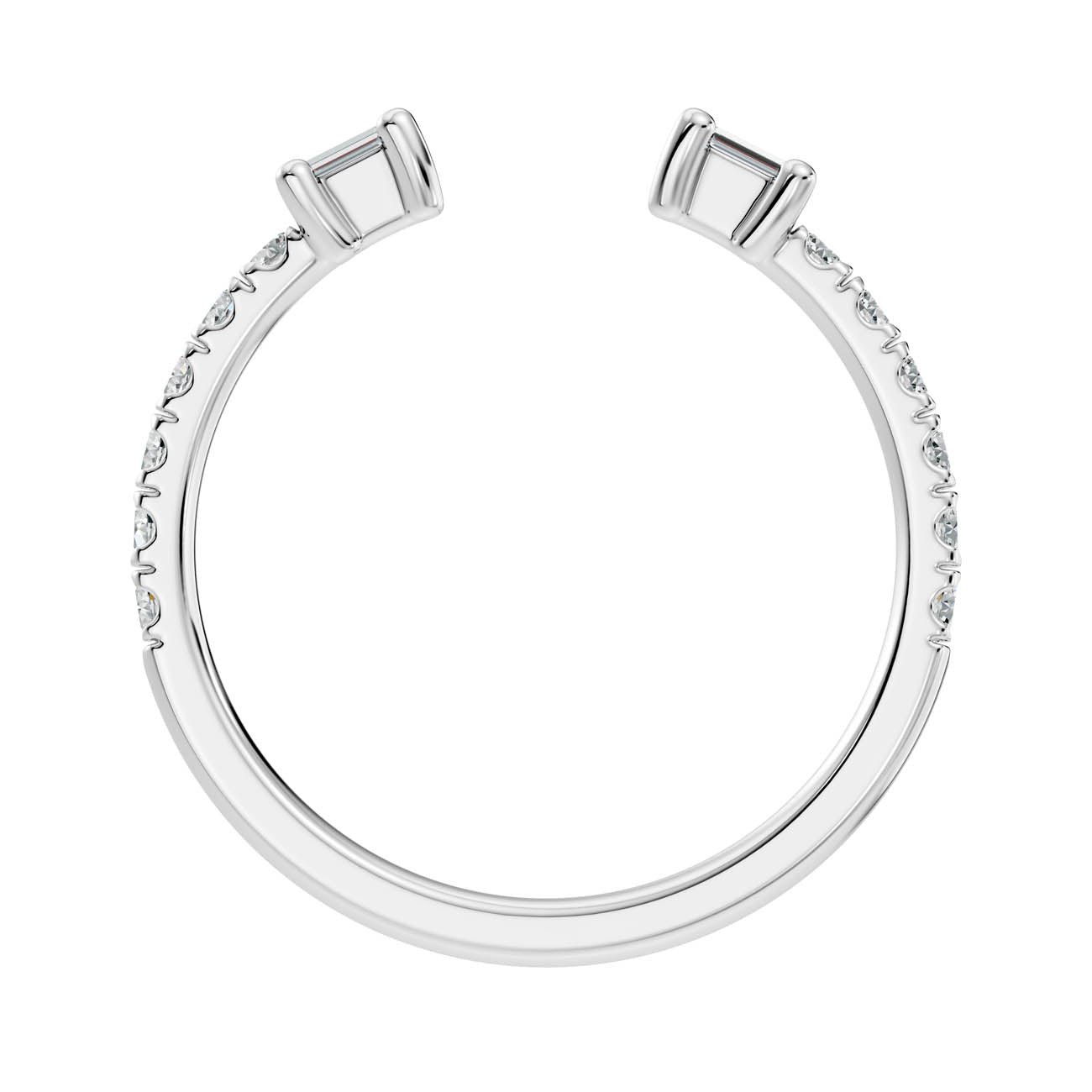 .35 Ct. Open Baguette and Round Diamond Toi et Moi Ring with Pavé Shank (24-b) 11