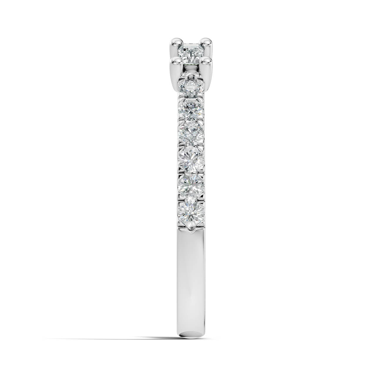 .35 Ct. Open Baguette and Round Diamond Toi et Moi Ring with Pavé Shank (24-b) 12