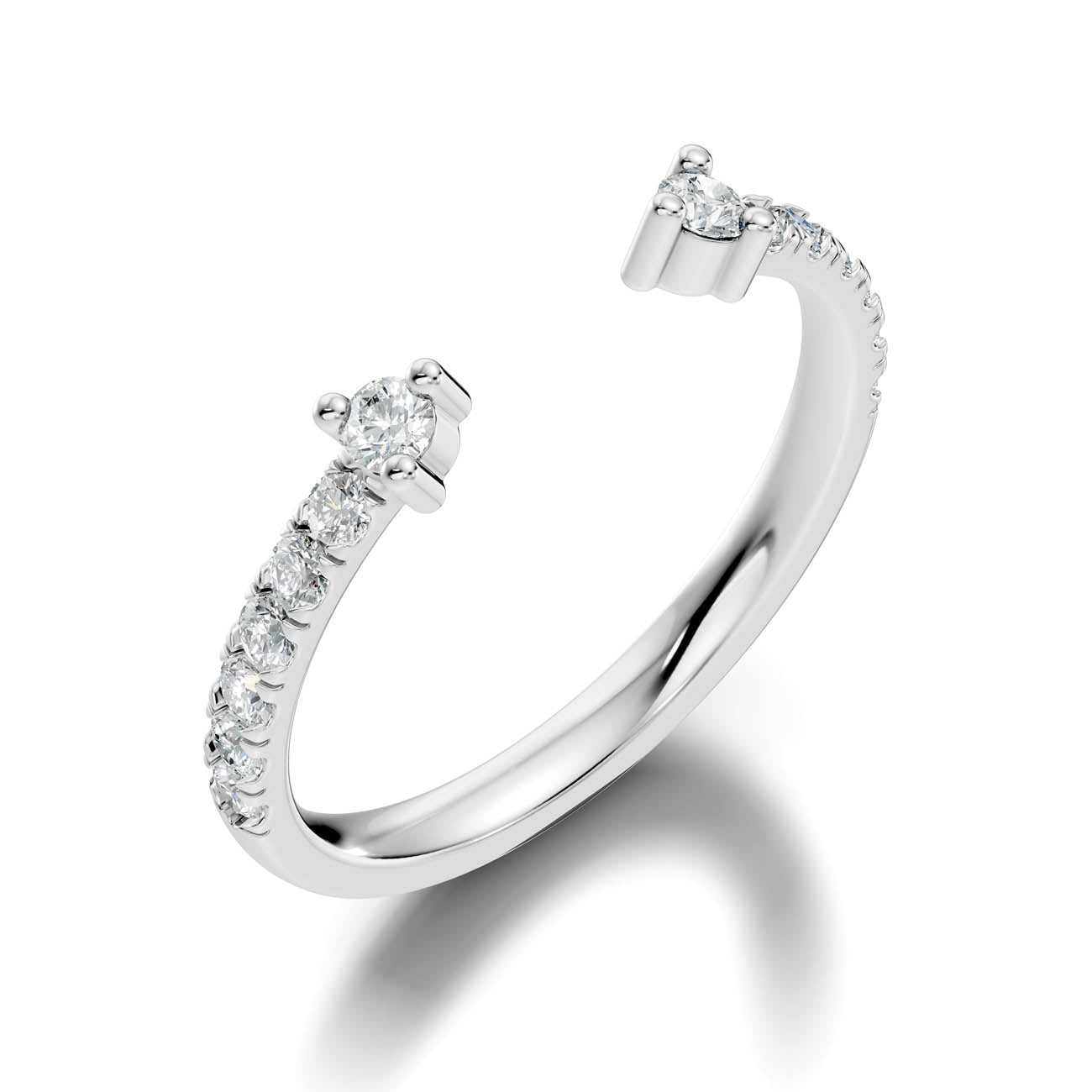 .34 Ct. Open Cuff Diamond Ring with Pavé Accents and Dual Four-Prong Settings (24-c) 13