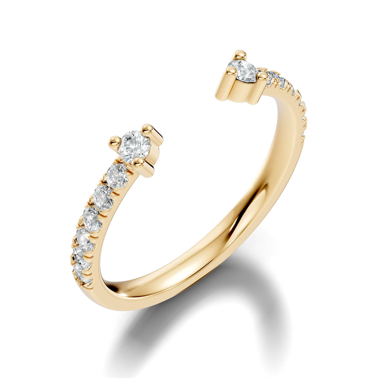 .34 Ct. Open Cuff Diamond Ring with Pavé Accents and Dual Four-Prong Settings (24-c)