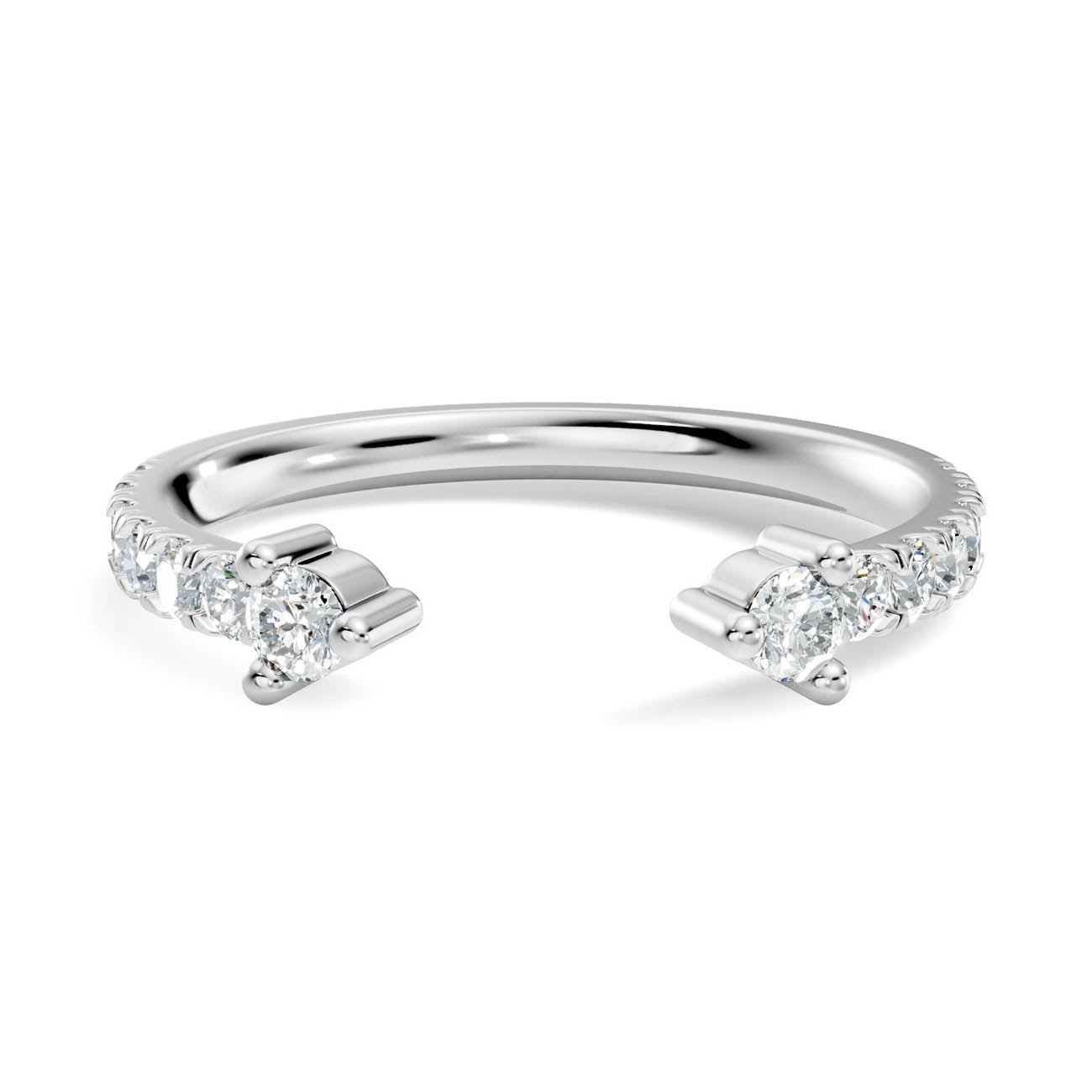 .34 Ct. Open Cuff Diamond Ring with Pavé Accents and Dual Four-Prong Settings (24-c) 10