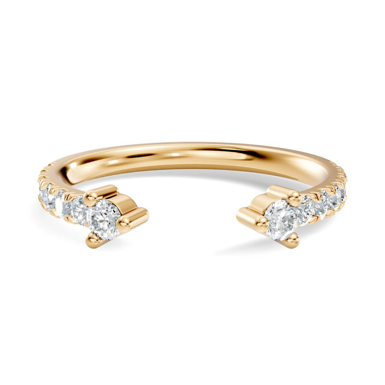 .34 Ct. Open Cuff Diamond Ring with Pavé Accents and Dual Four-Prong Settings (24-c) 3