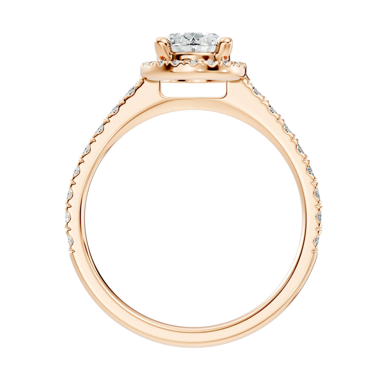 .50-1.00 Ct. Oval Diamond Halo Ring with Pavé Band and Four-Prong Setting (ja1-c) 5