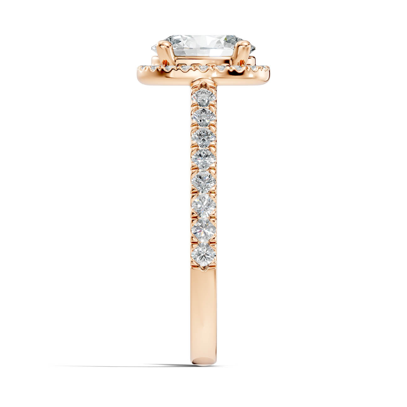 .50-1.00 Ct. Oval Diamond Halo Ring with Pavé Band and Four-Prong Setting (ja1-c) 8