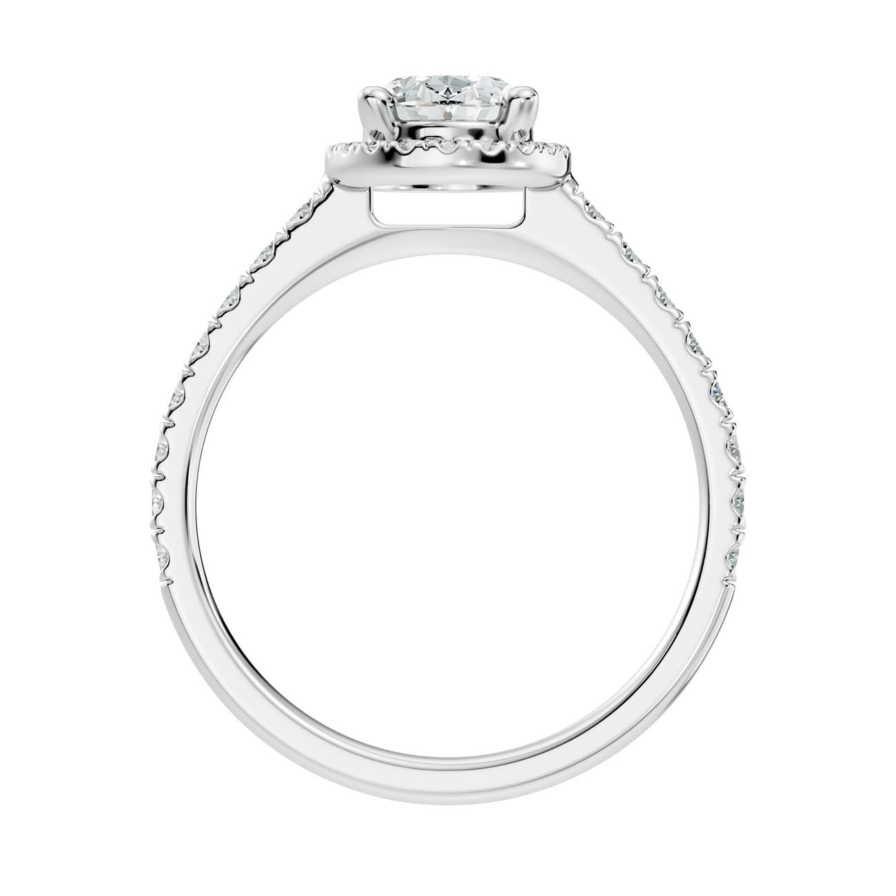 .50-1.00 Ct. Oval Diamond Halo Ring with Pavé Band and Four-Prong Setting (ja1-c) 11