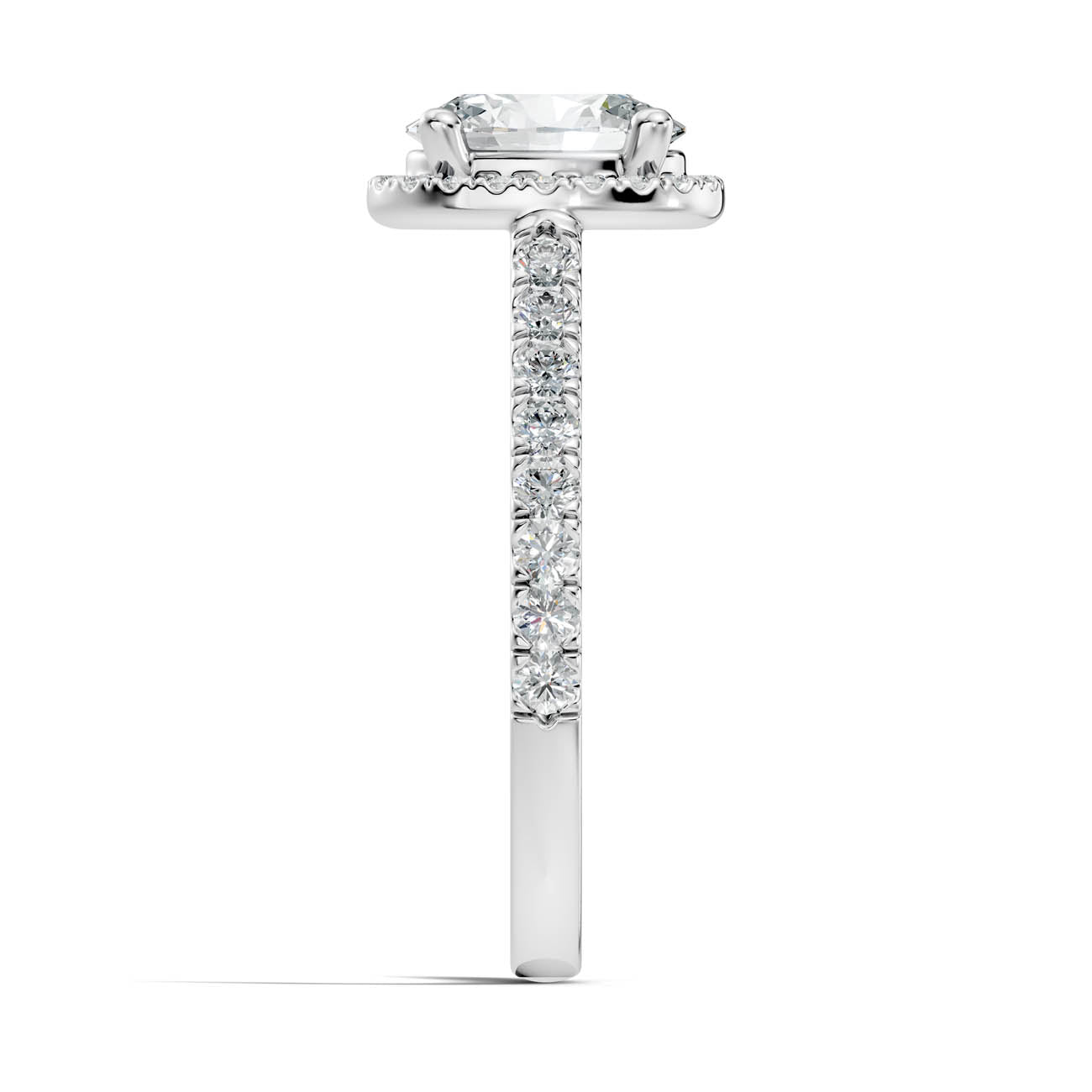 .50-1.00 Ct. Oval Diamond Halo Ring with Pavé Band and Four-Prong Setting (ja1-c) 12