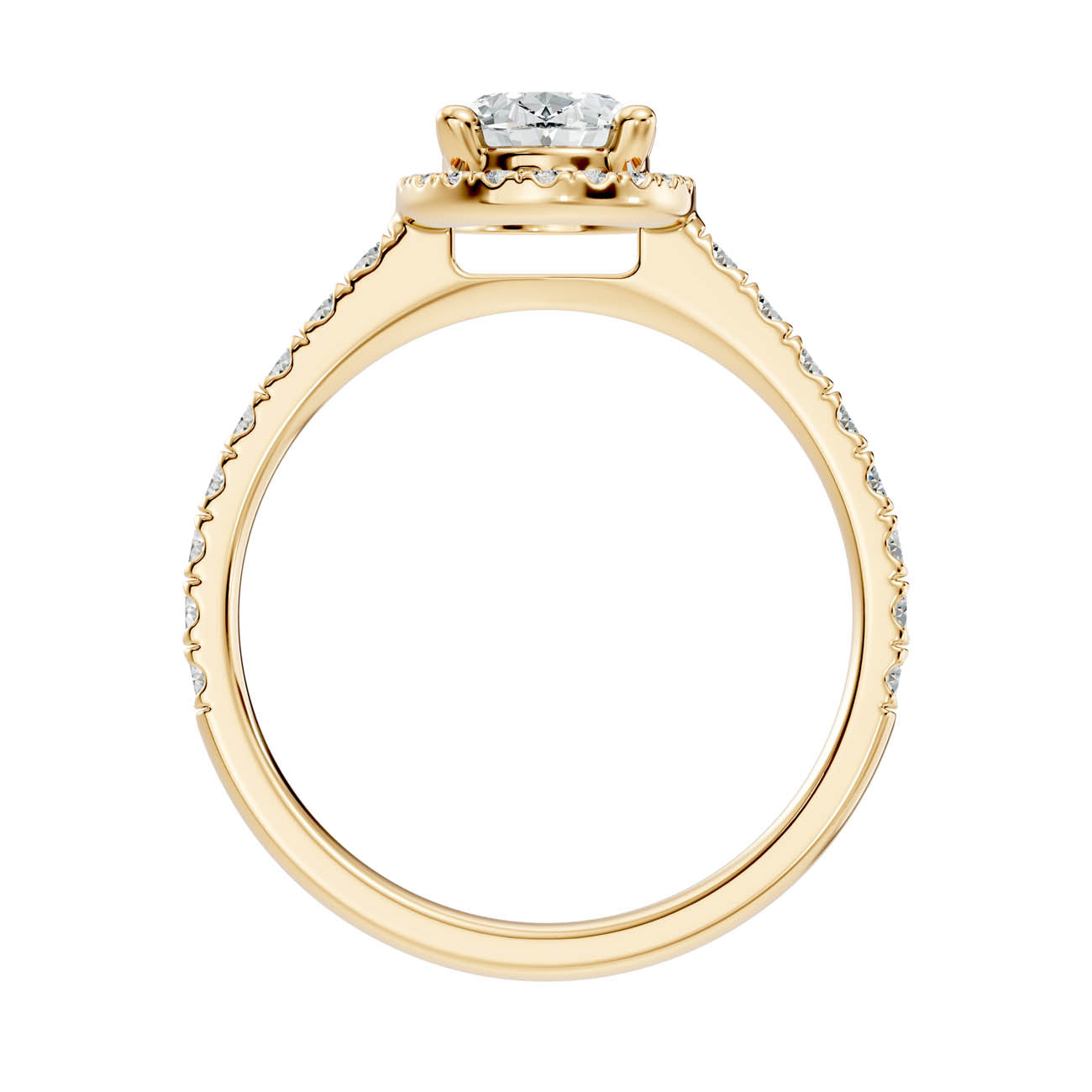 .50-1.00 Ct. Oval Diamond Halo Ring with Pavé Band and Four-Prong Setting (ja1-c) 14