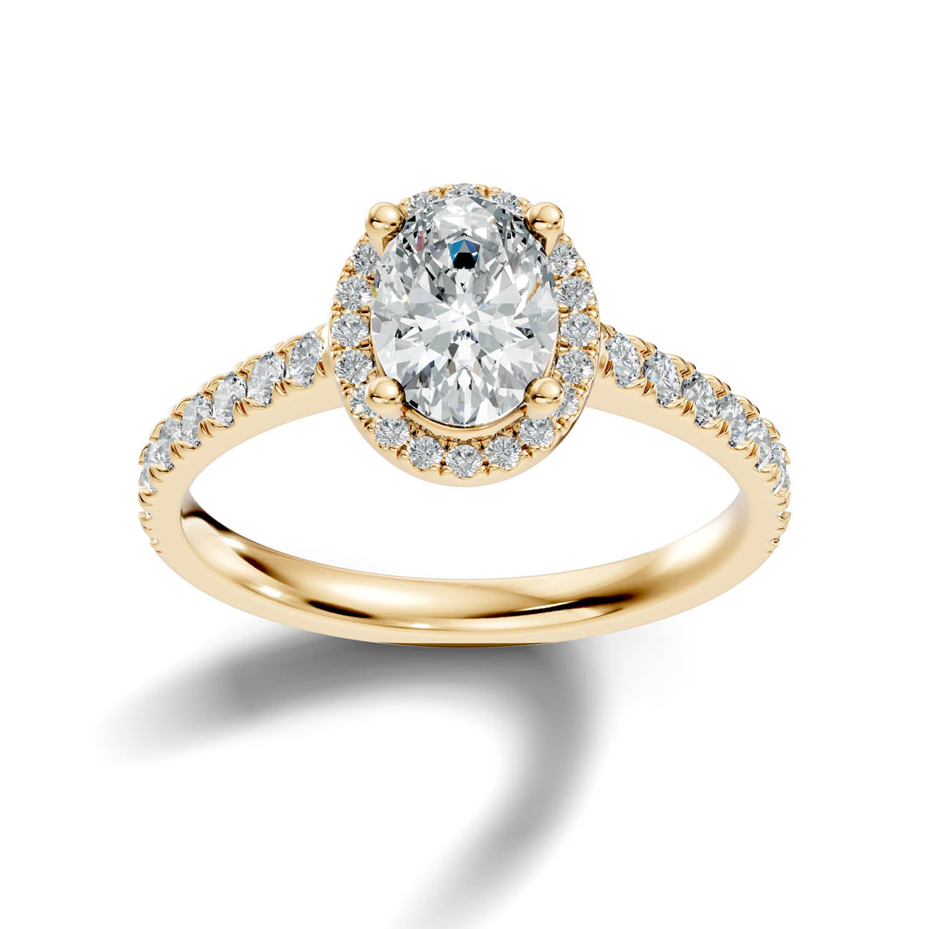 .50-1.00 Ct. Oval Diamond Halo Ring with Pavé Band and Four-Prong Setting (ja1-c) 4