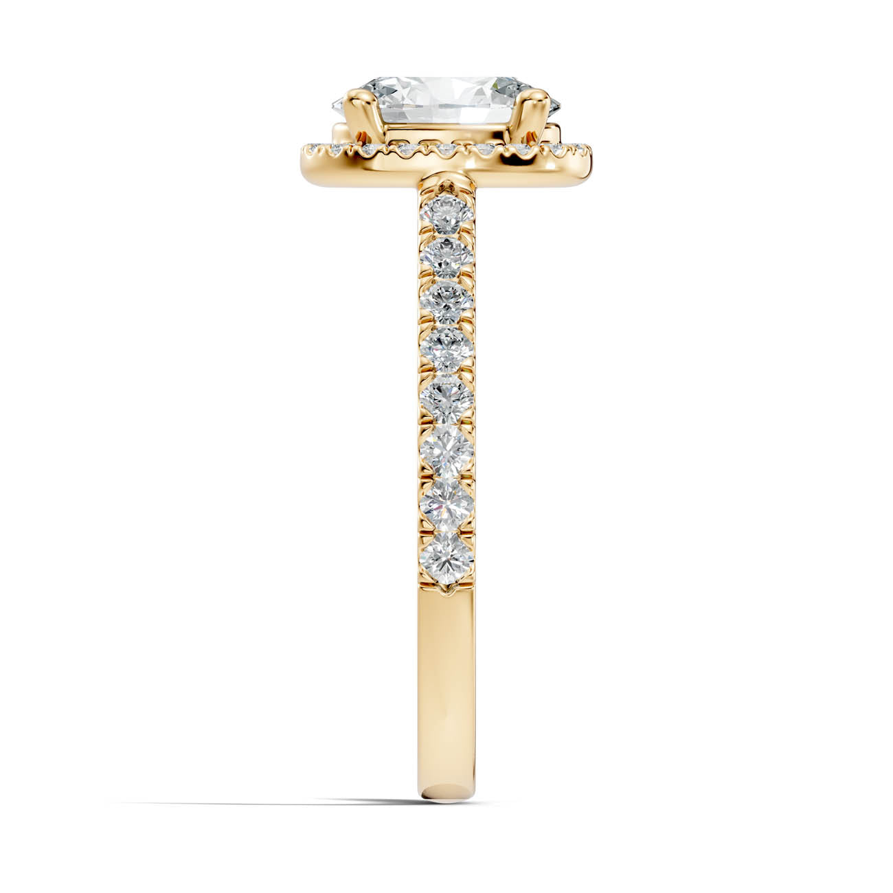 .50-1.00 Ct. Oval Diamond Halo Ring with Pavé Band and Four-Prong Setting (ja1-c) 15