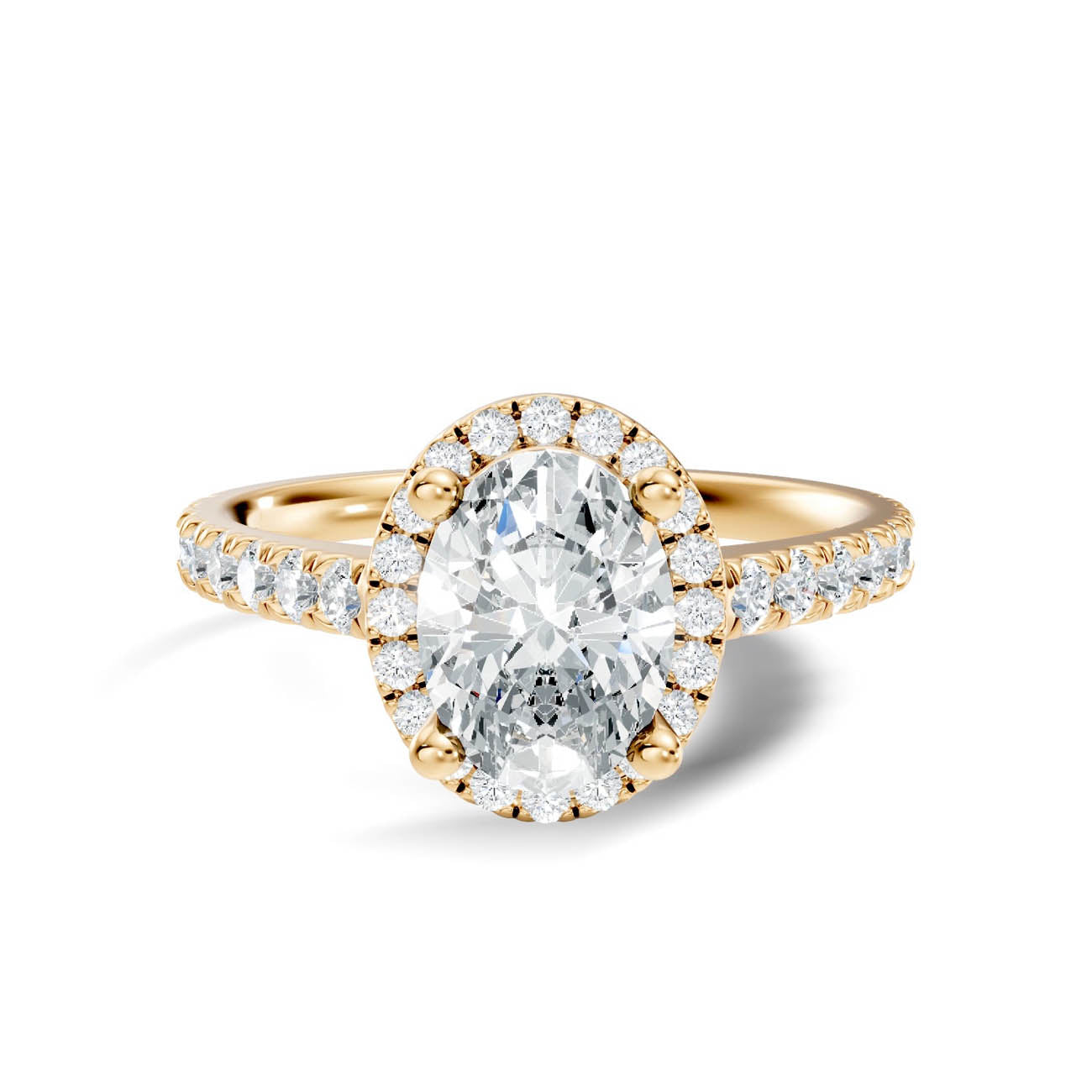 .50-1.00 Ct. Oval Diamond Halo Ring with Pavé Band and Four-Prong Setting (ja1-c) 3
