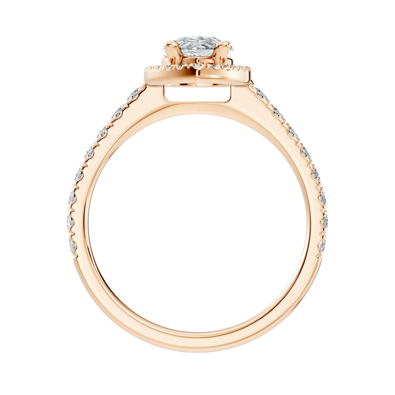 .50-1.00 Ct. Pear-Shaped Diamond Halo Ring with Pavé Band and Four-Prong Setting (ja1-e) 14
