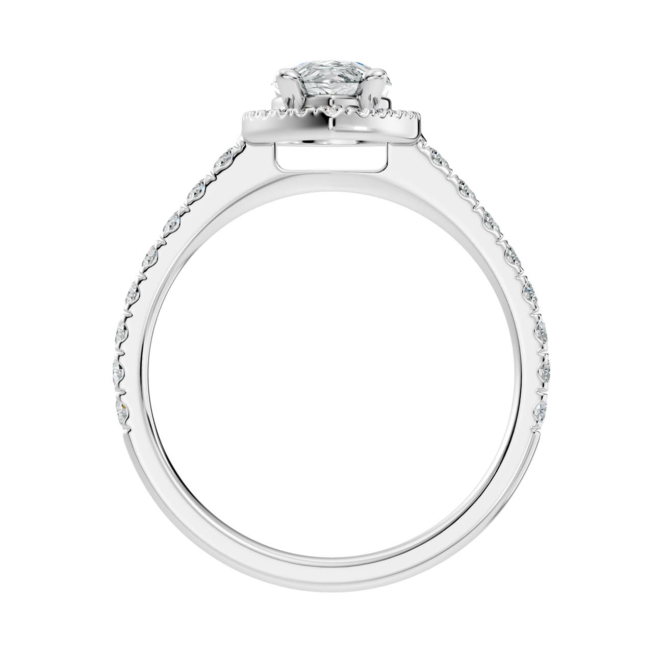 .50-1.00 Ct. Pear-Shaped Diamond Halo Ring with Pavé Band and Four-Prong Setting (ja1-e) 11