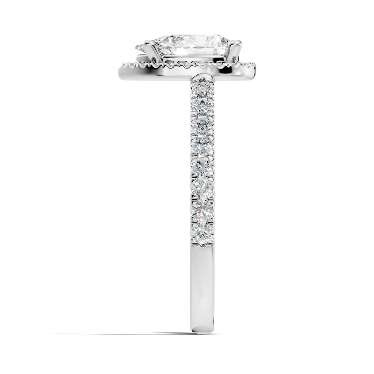.50-1.00 Ct. Pear-Shaped Diamond Halo Ring with Pavé Band and Four-Prong Setting (ja1-e) 12