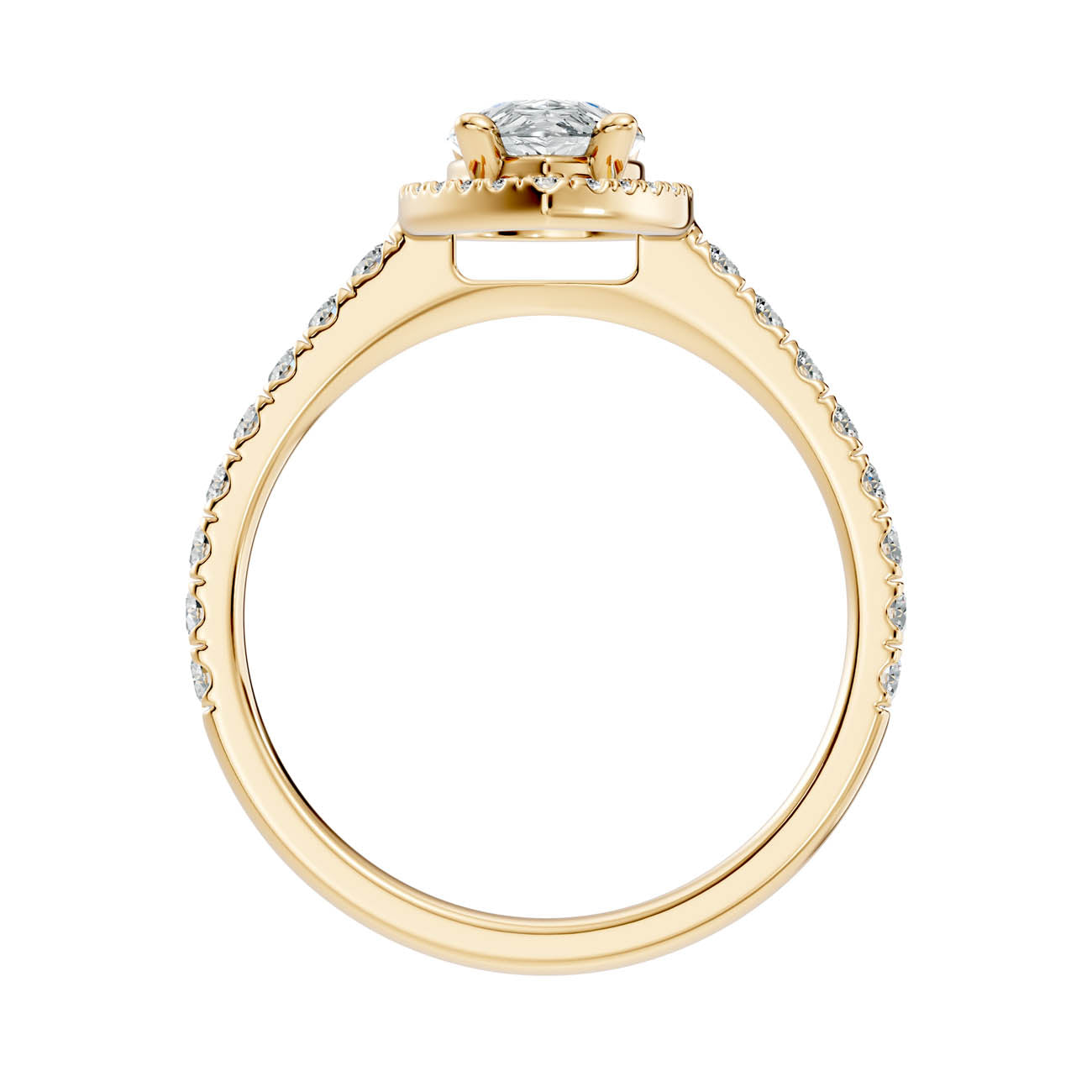 .50-1.00 Ct. Pear-Shaped Diamond Halo Ring with Pavé Band and Four-Prong Setting (ja1-e) 5