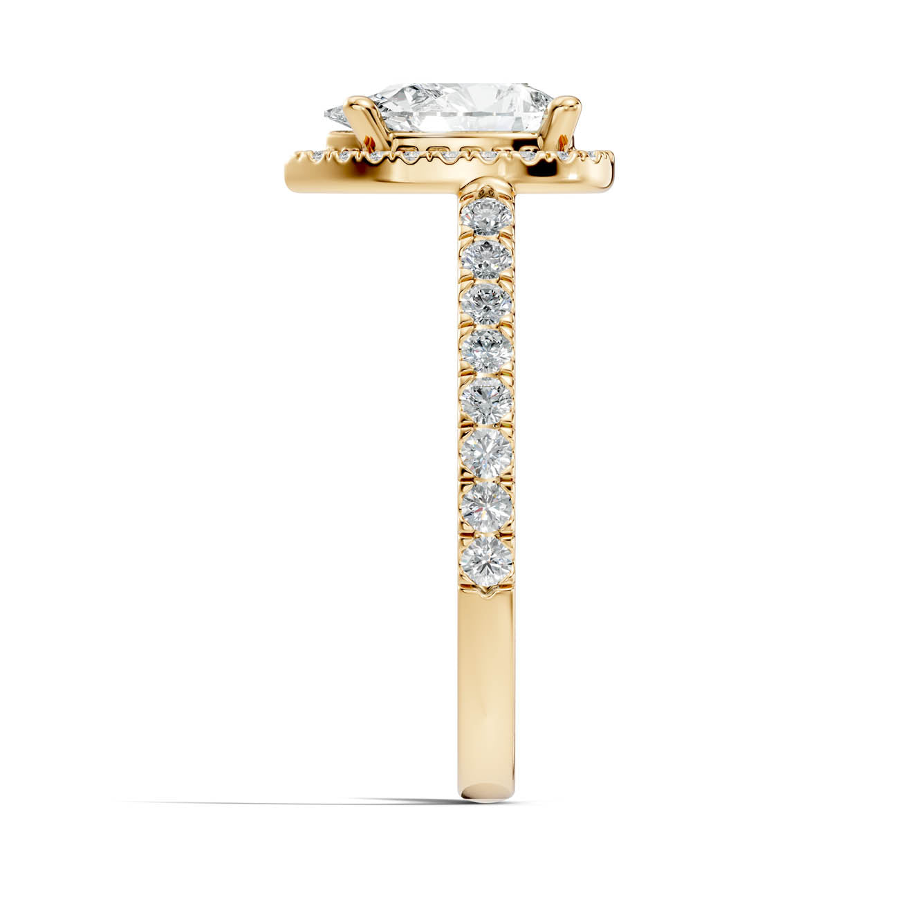 .50-1.00 Ct. Pear-Shaped Diamond Halo Ring with Pavé Band and Four-Prong Setting (ja1-e) 15