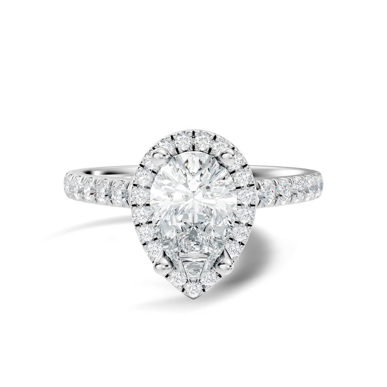 .50-1.00 Ct. Pear-Shaped Diamond Halo Ring with Pavé Band and Four-Prong Setting (ja1-e) 10