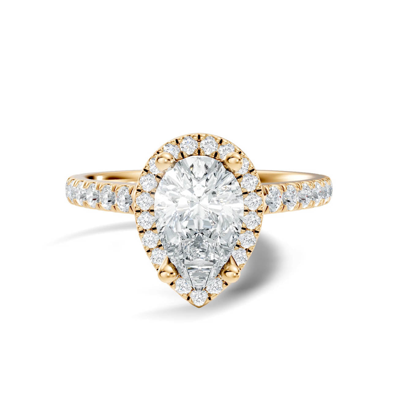 .50-1.00 Ct. Pear-Shaped Diamond Halo Ring with Pavé Band and Four-Prong Setting (ja1-e) 3