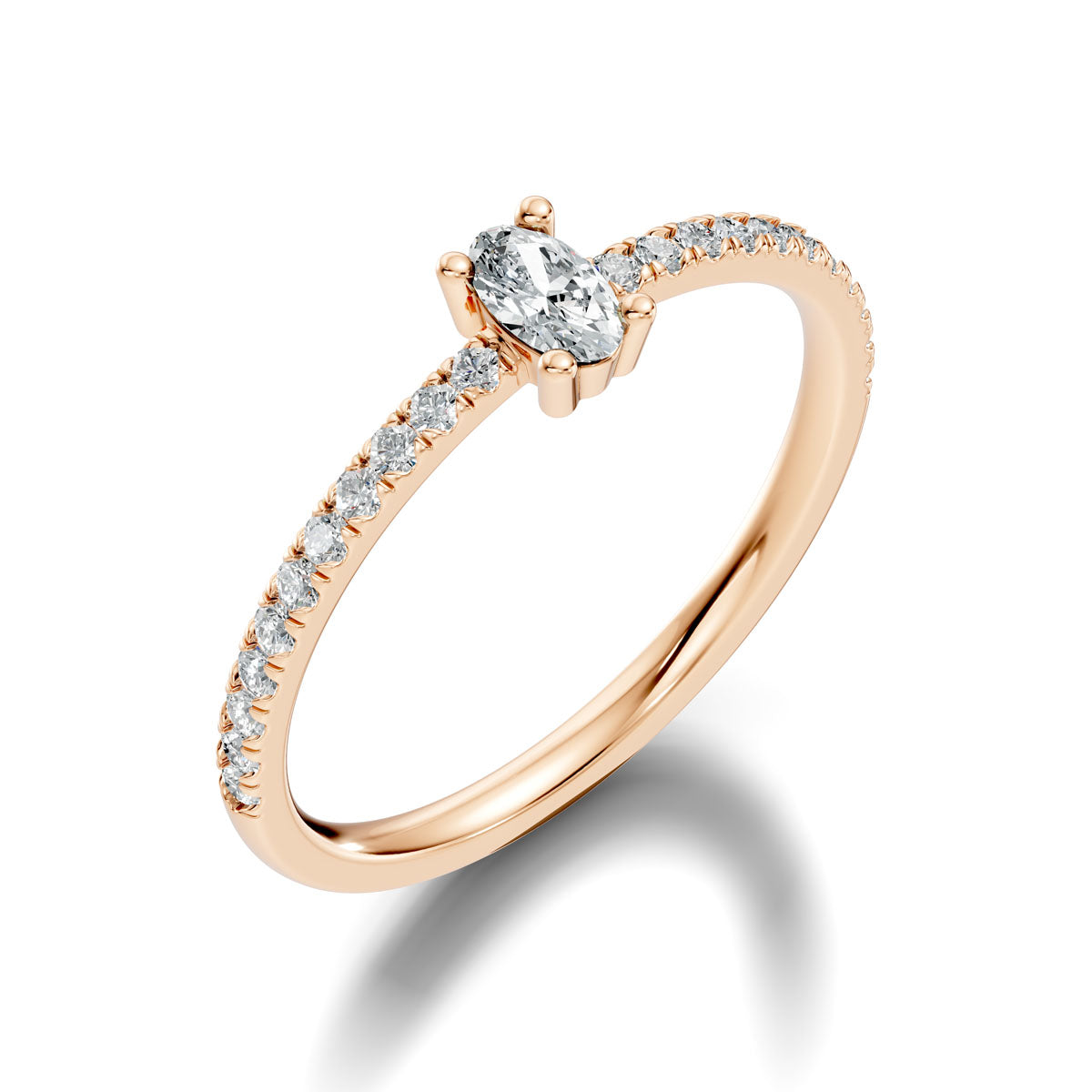 .30 Ct. Oval Diamond Engagement Ring with Pavé Band (ja7-a)
