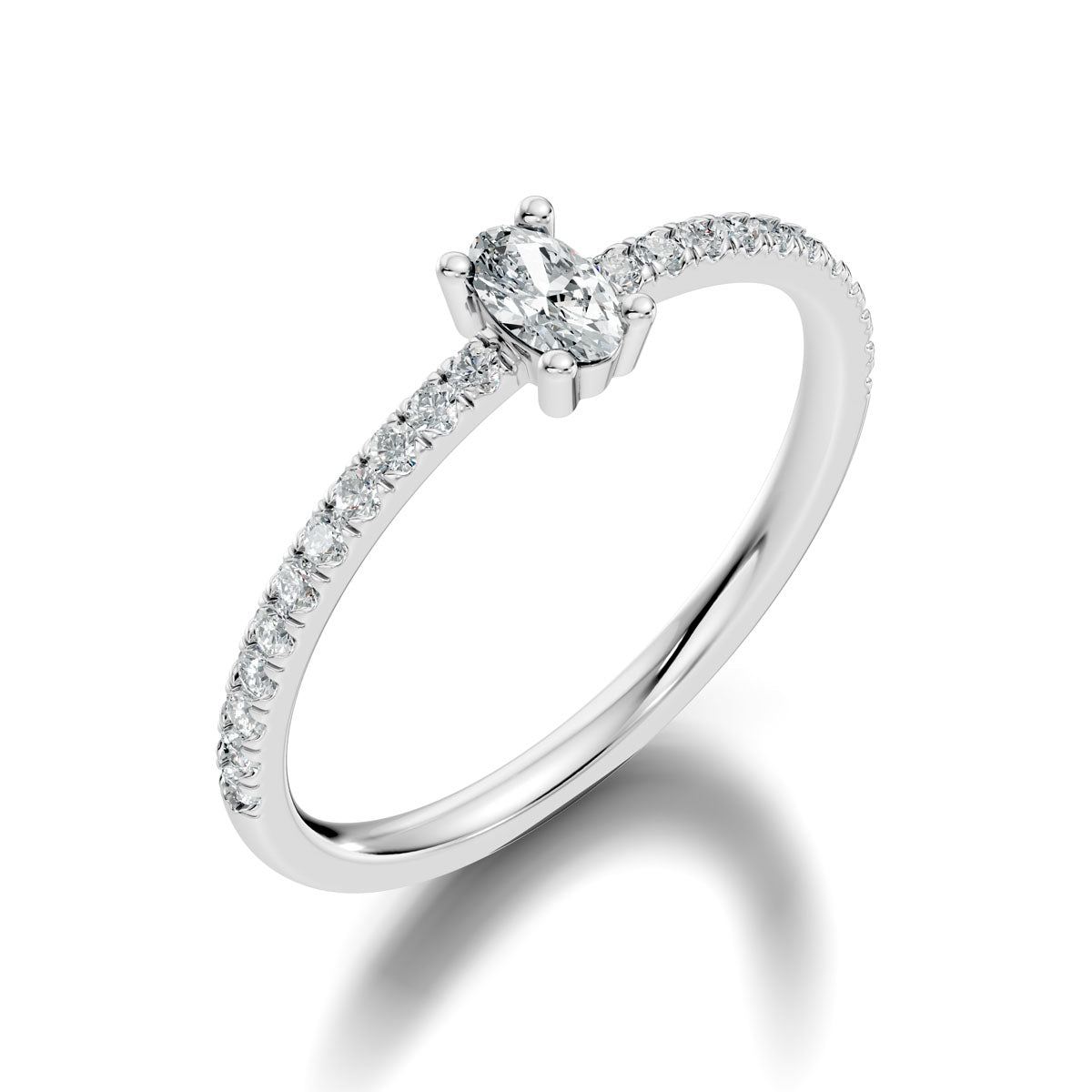 .30 Ct. Oval Diamond Engagement Ring with Pavé Band (ja7-a) 8