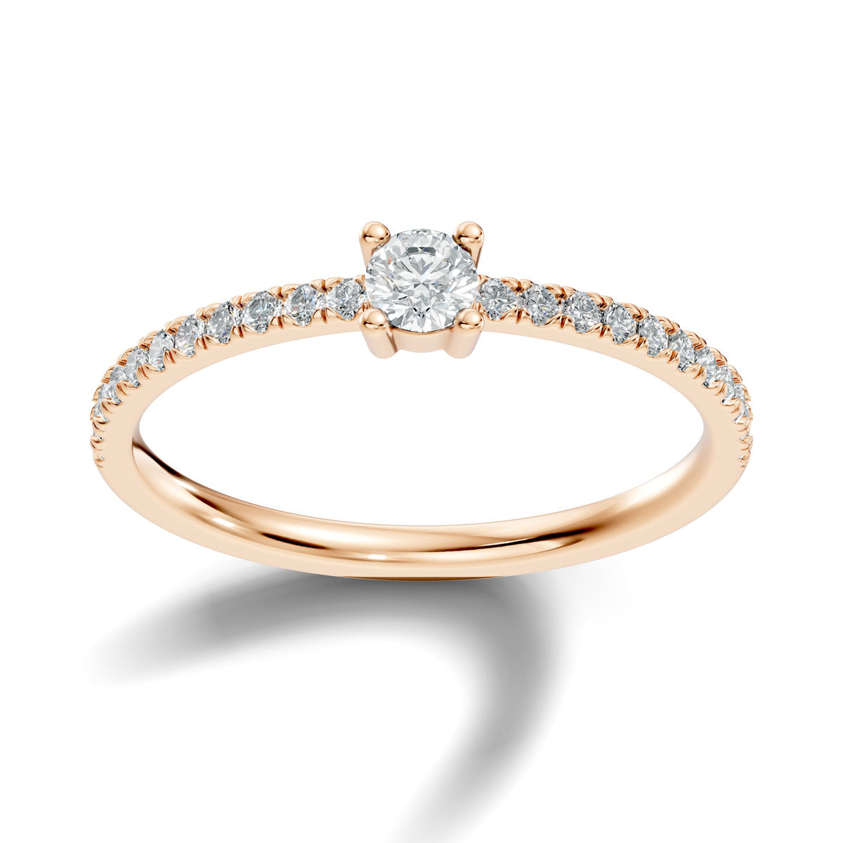 .30 Ct. Round Diamond Engagement Ring with Pavé Band (ja7-b) 7