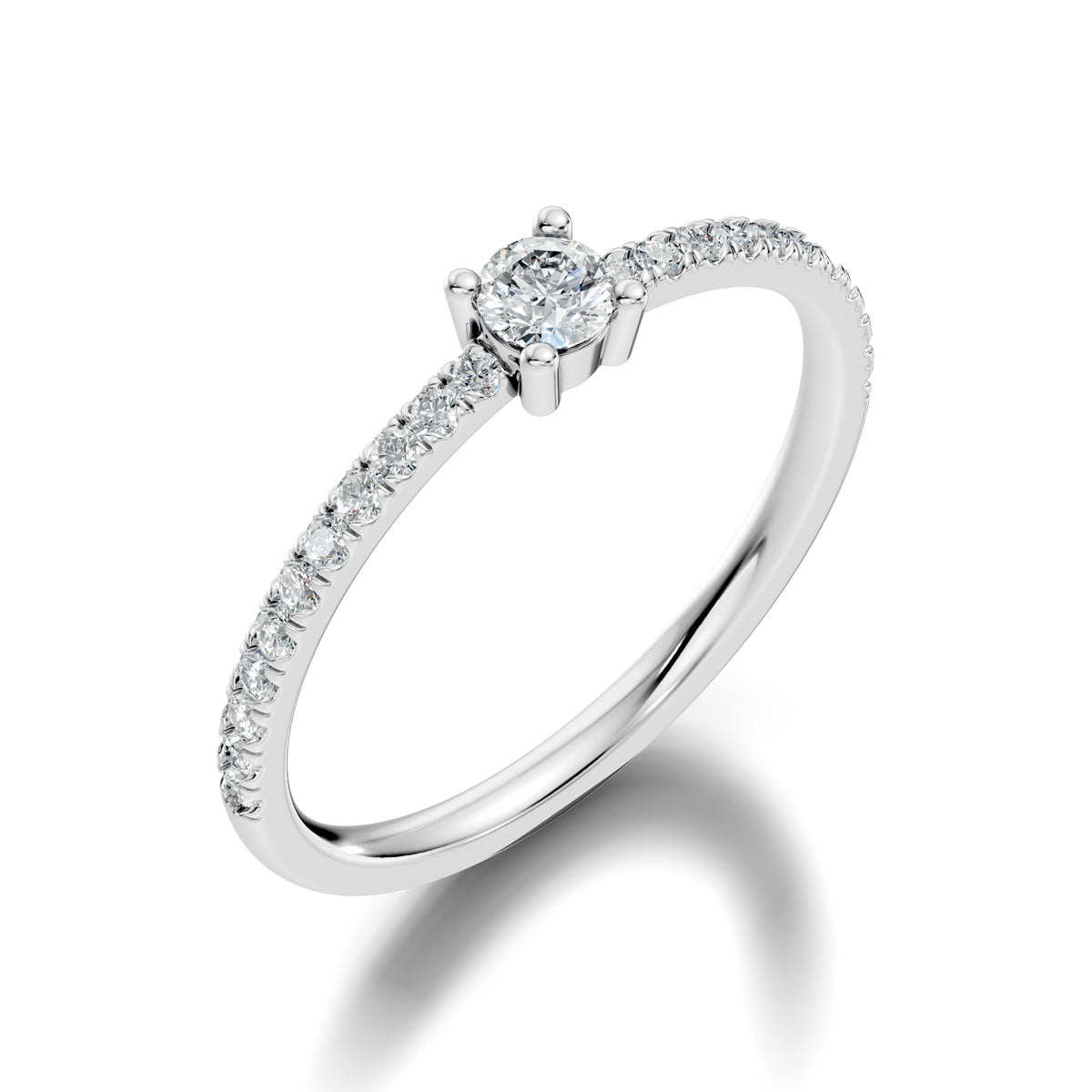 .30 Ct. Round Diamond Engagement Ring with Pavé Band (ja7-b) 10