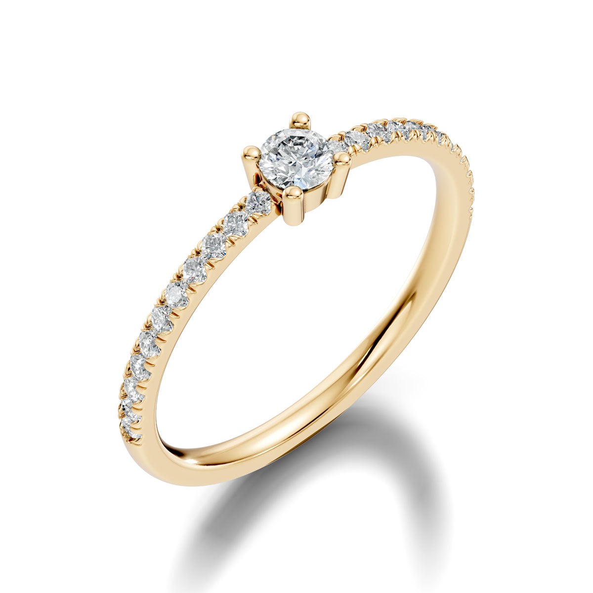 .30 Ct. Round Diamond Engagement Ring with Pavé Band (ja7-b)