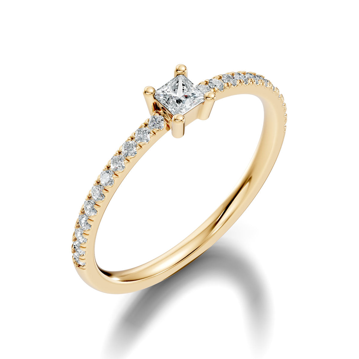 .25 Ct. Princess Cut Diamond Engagement Ring with Pavé Band (ja7-c)