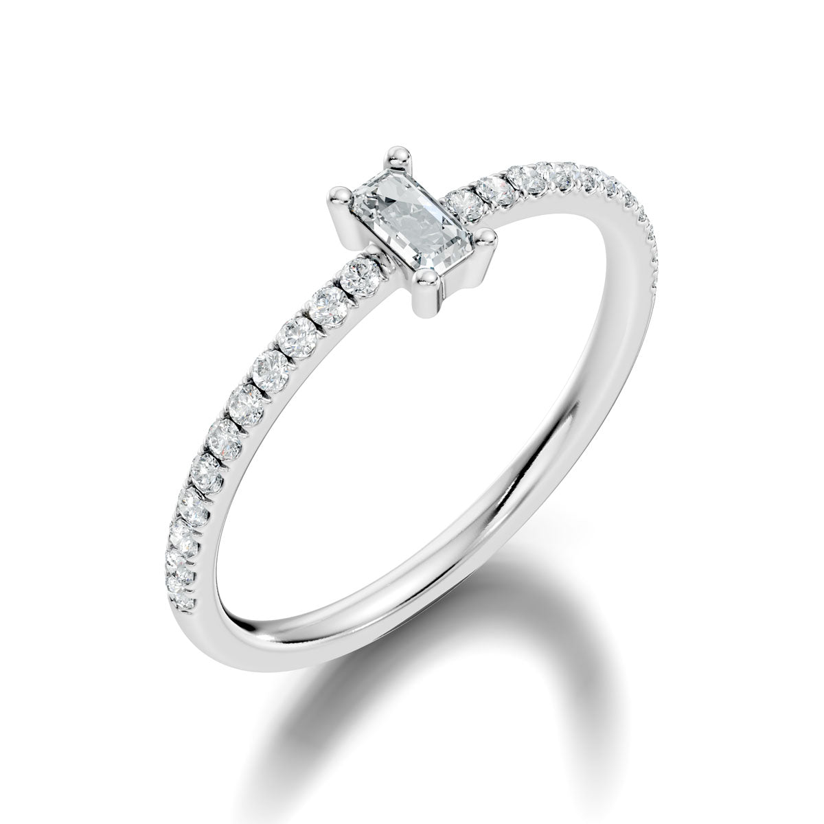 .30 Ct. Emerald Cut Diamond Engagement Ring with Pavé Band (ja7-d) 10