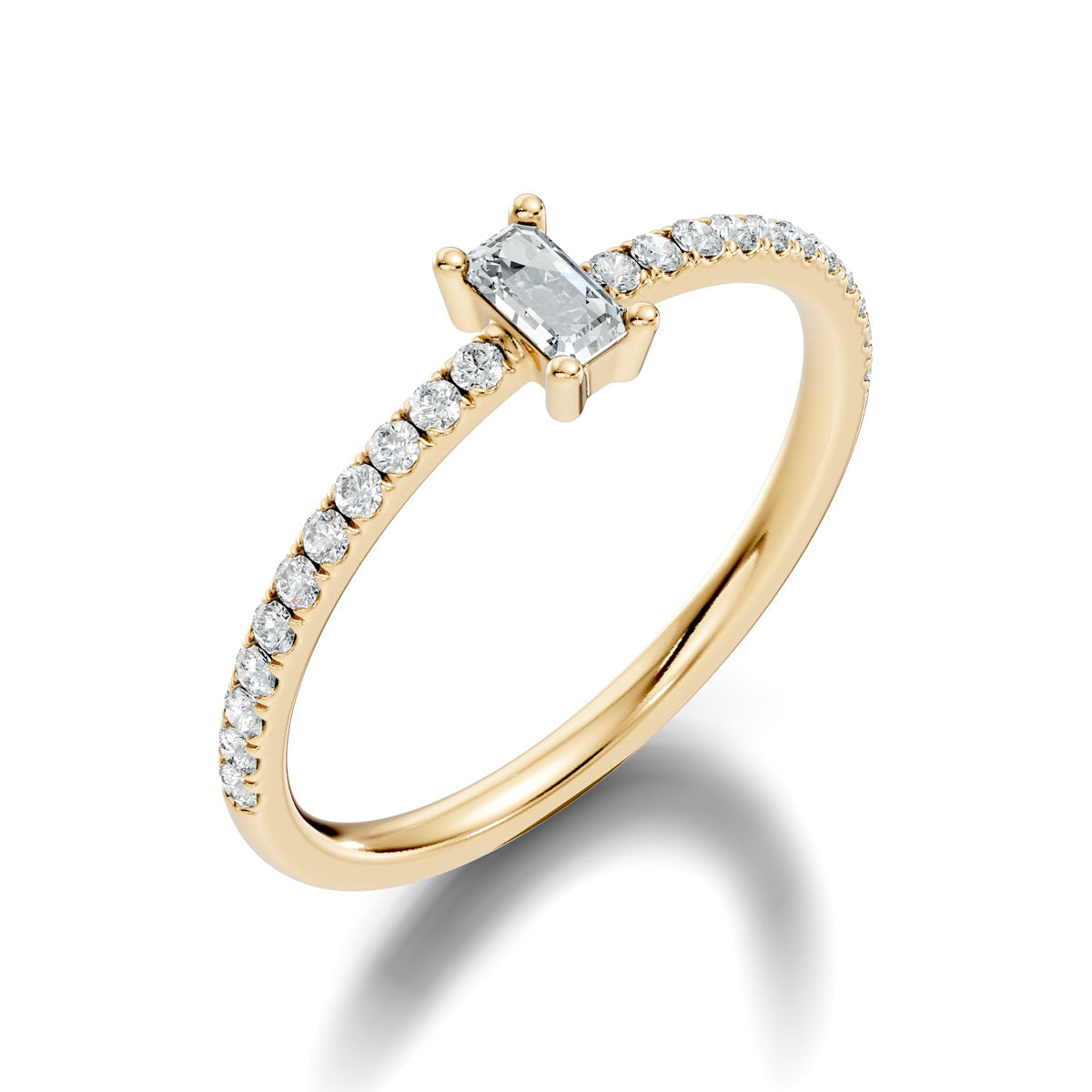 .30 Ct. Emerald Cut Diamond Engagement Ring with Pavé Band (ja7-d)