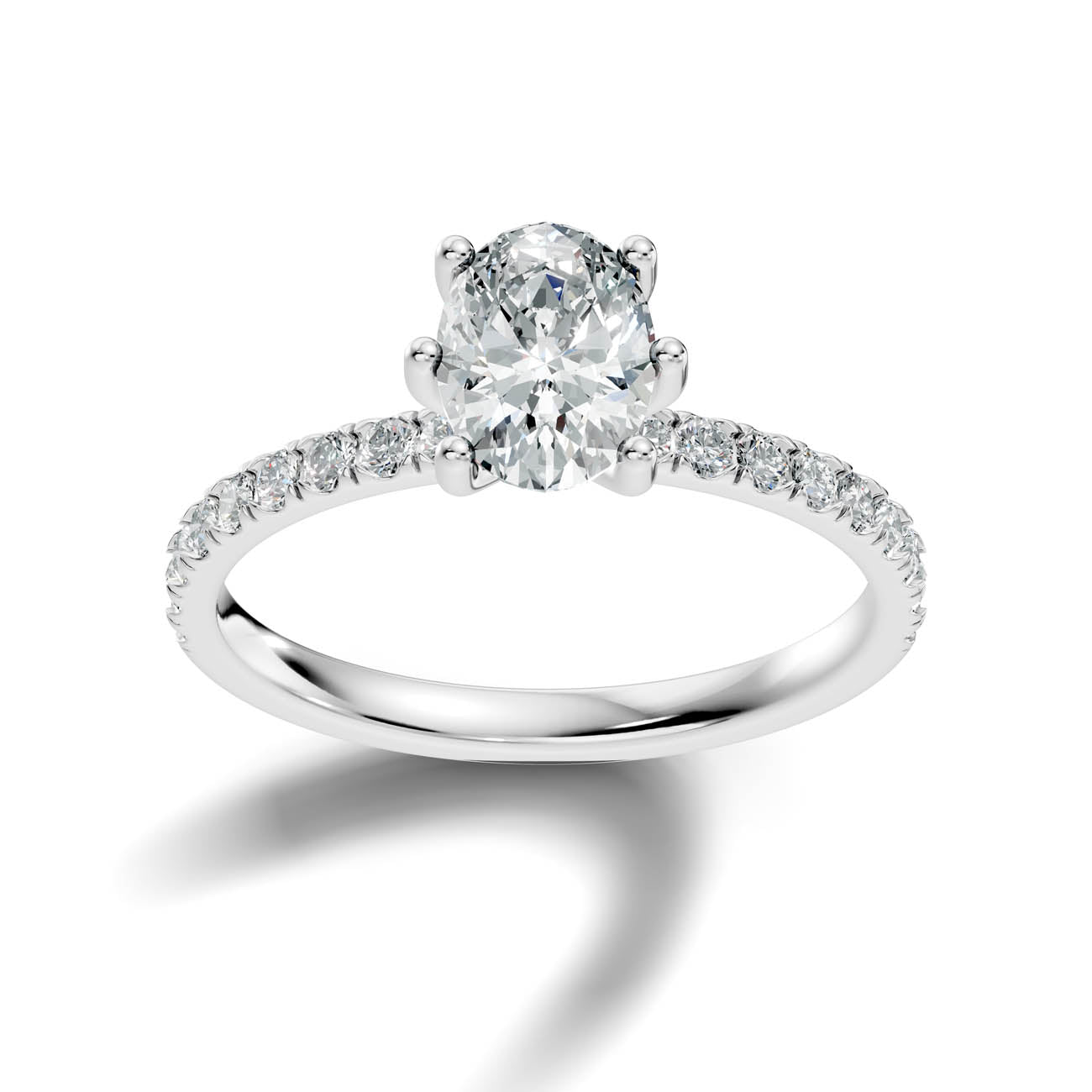 .50-1.50 Ct. Oval Diamond Engagement Ring with Pavé Band (ja12-b)