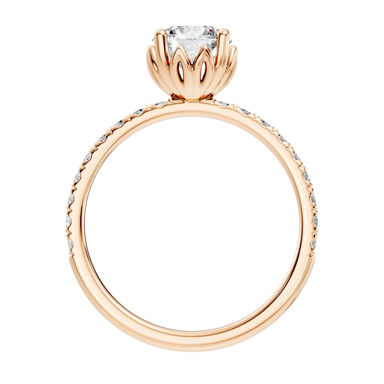 .50-1.50 Ct. Round Brilliant Diamond Engagement Ring with Pavé Band (ja13-a) 4