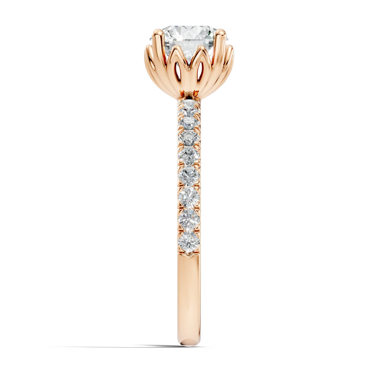 .50-1.50 Ct. Round Brilliant Diamond Engagement Ring with Pavé Band (ja13-a) 8
