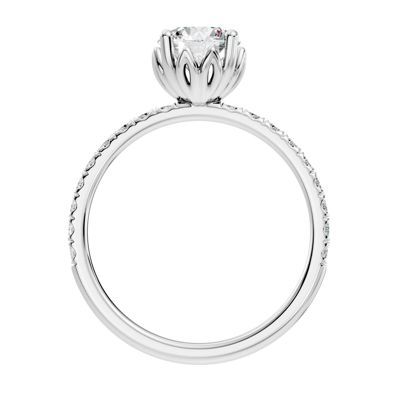 .50-1.50 Ct. Round Brilliant Diamond Engagement Ring with Pavé Band (ja13-a) 11