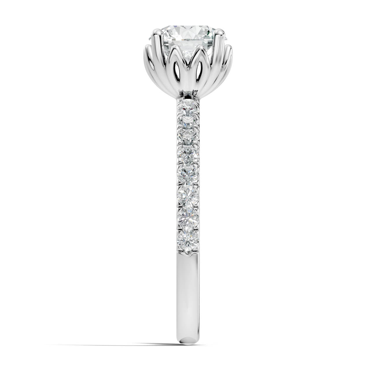 .50-1.50 Ct. Round Brilliant Diamond Engagement Ring with Pavé Band (ja13-a) 12