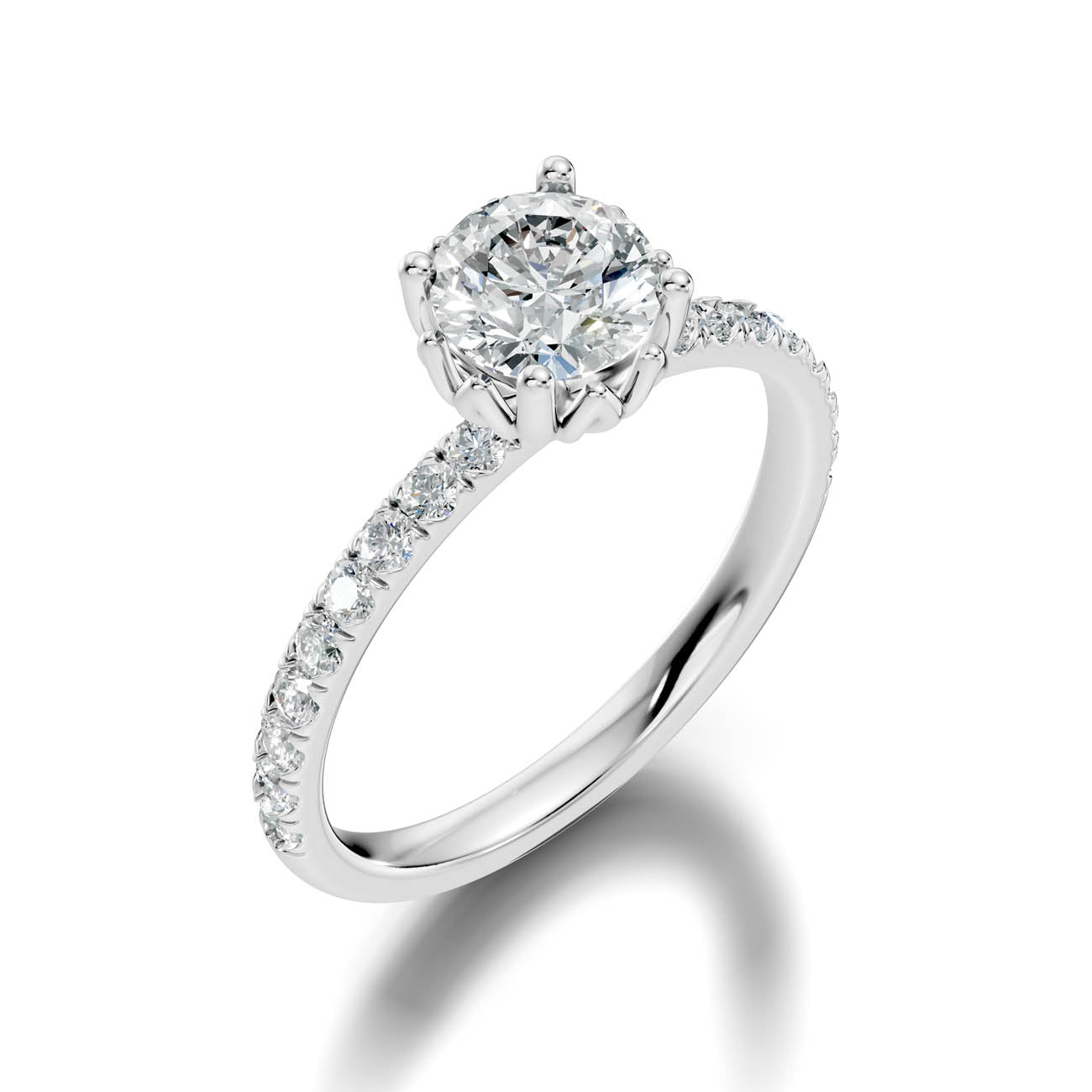 .50-1.50 Ct. Round Brilliant Diamond Engagement Ring with Pavé Band (ja13-a) 13