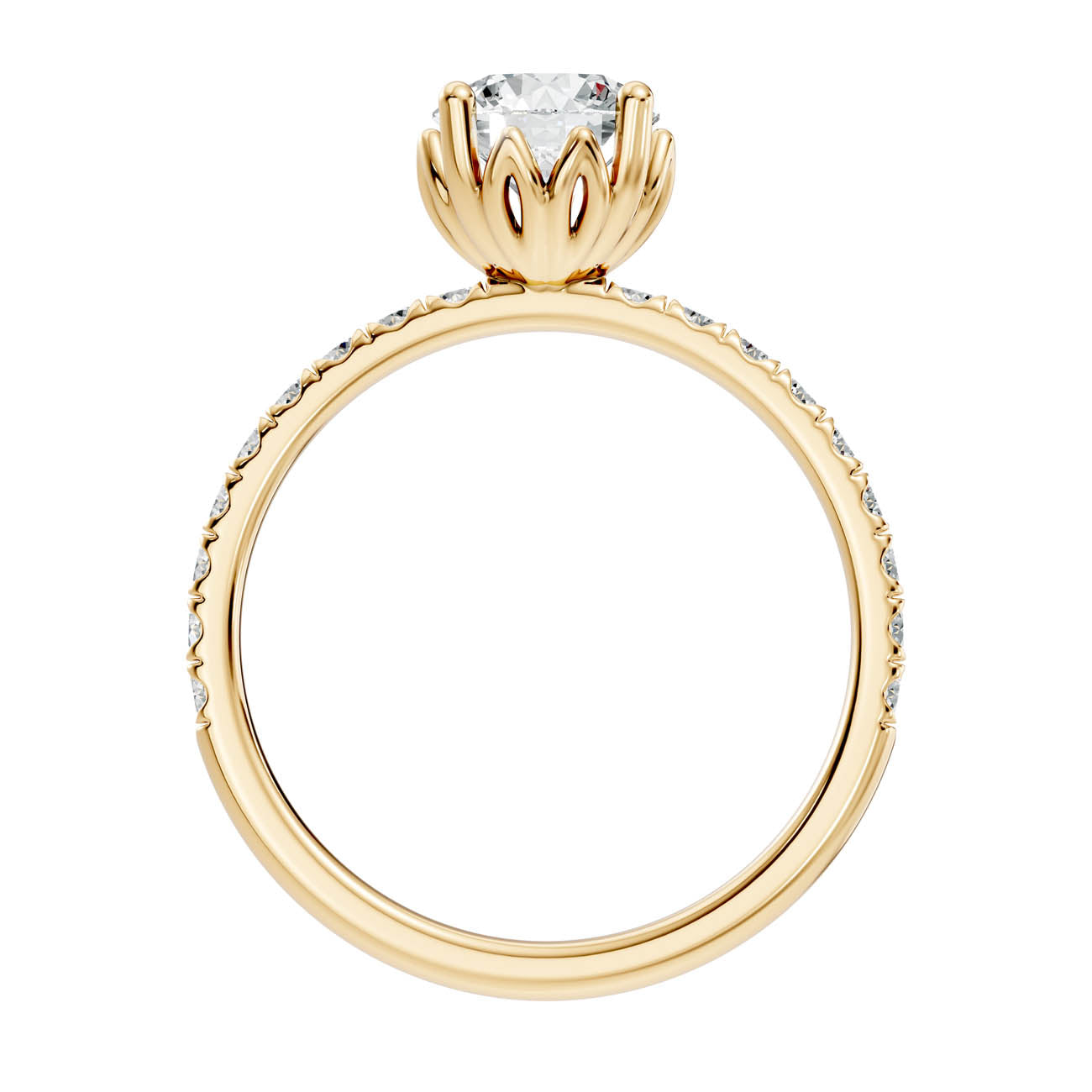 .50-1.50 Ct. Round Brilliant Diamond Engagement Ring with Pavé Band (ja13-a) 14