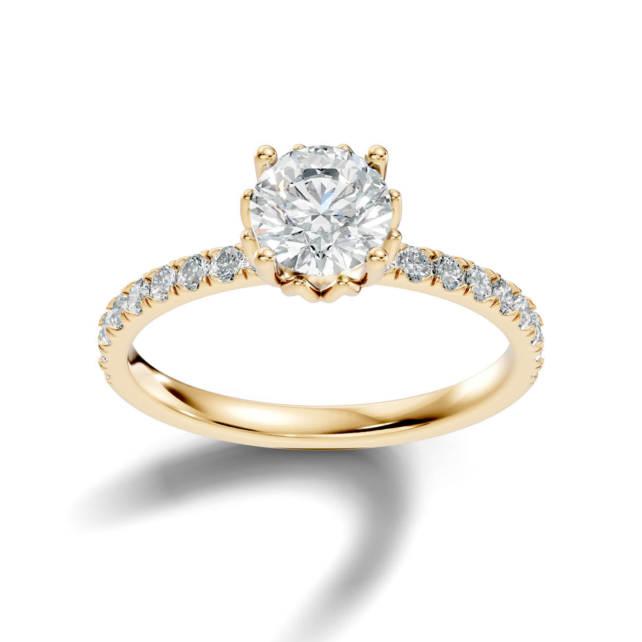 .50-1.50 Ct. Round Brilliant Diamond Engagement Ring with Pavé Band (ja13-a) 5