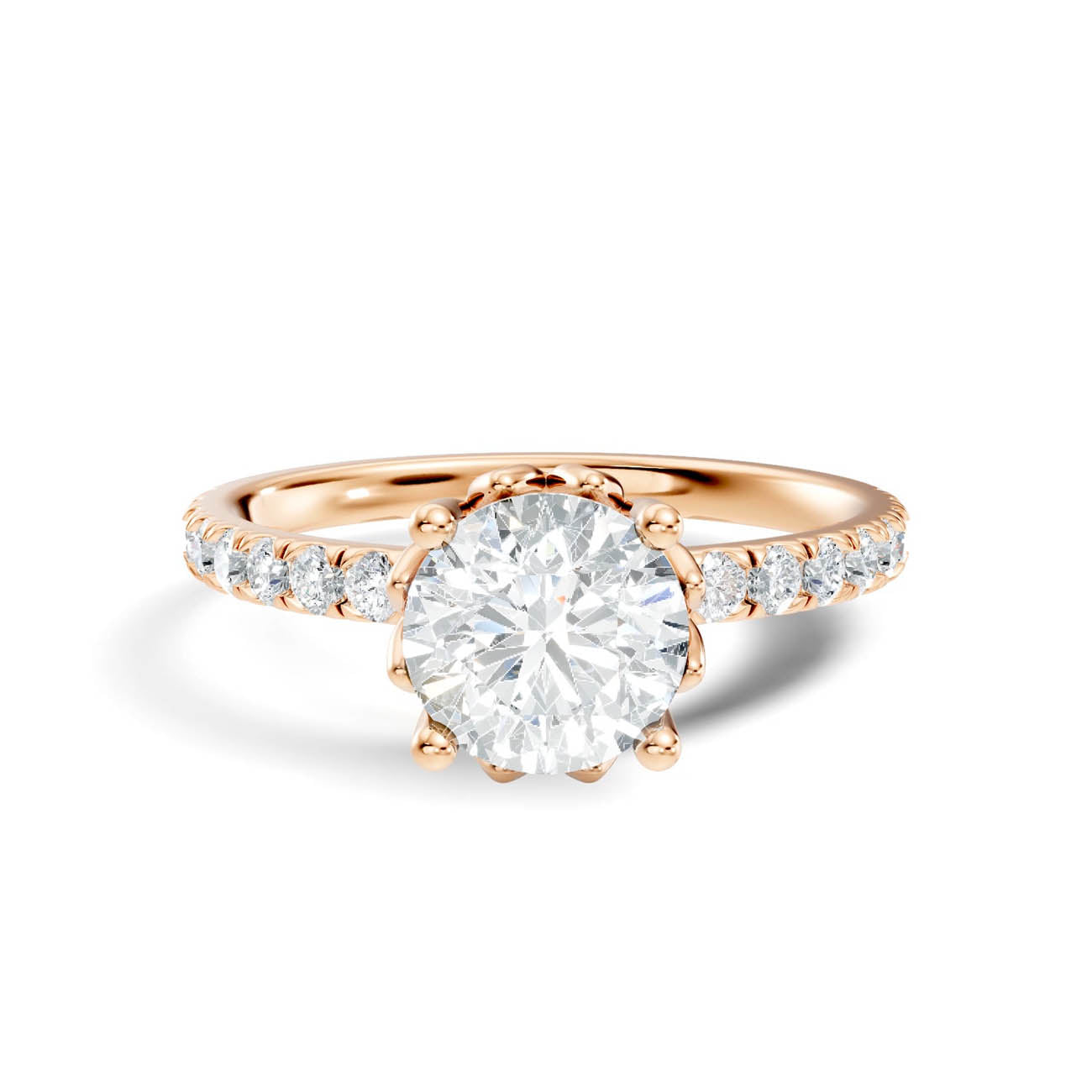 .50-1.50 Ct. Round Brilliant Diamond Engagement Ring with Pavé Band (ja13-a) 6