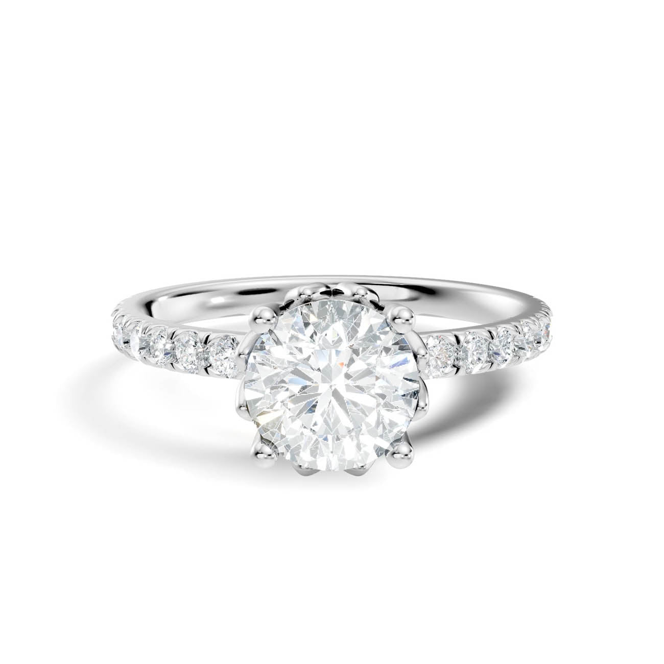 .50-1.50 Ct. Round Brilliant Diamond Engagement Ring with Pavé Band (ja13-a) 10