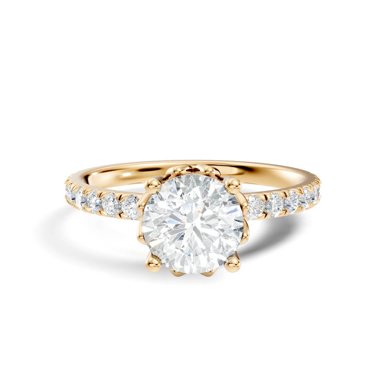 .50-1.50 Ct. Round Brilliant Diamond Engagement Ring with Pavé Band (ja13-a) 3