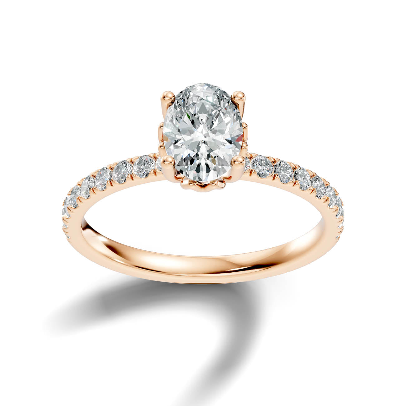 .50-1.50 Ct. Oval Diamond Ring with Pavé Band and Prong Setting (ja13-e) 7