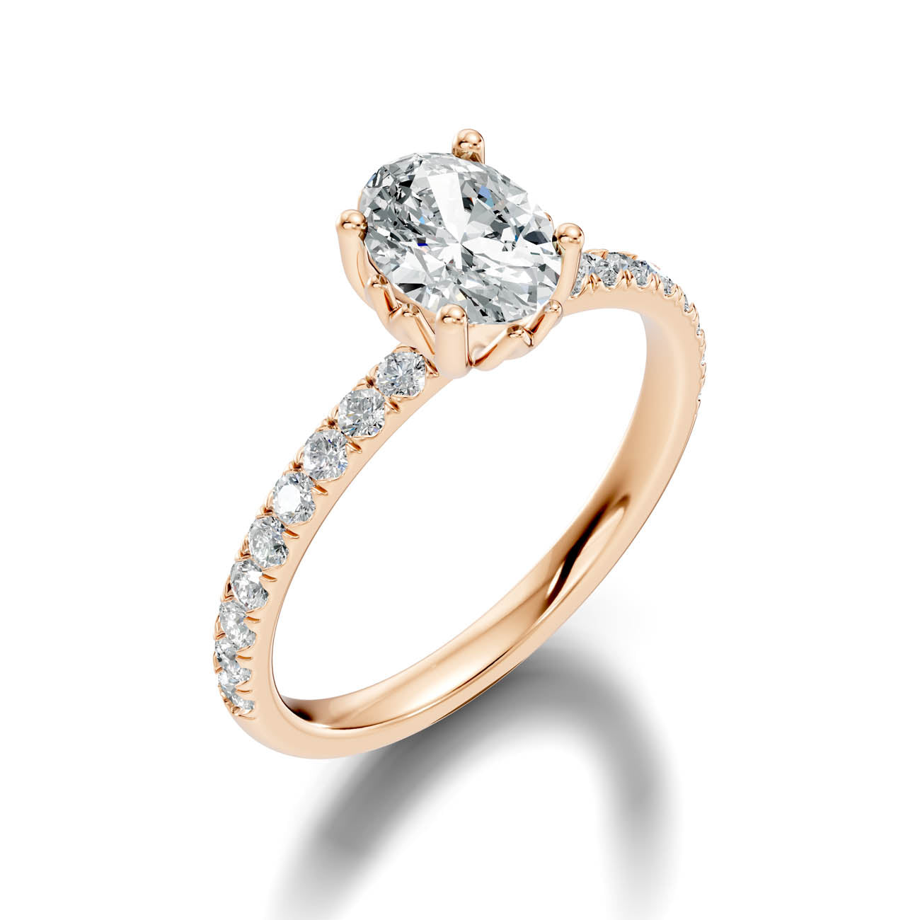 .50-1.50 Ct. Oval Diamond Ring with Pavé Band and Prong Setting (ja13-e) 9