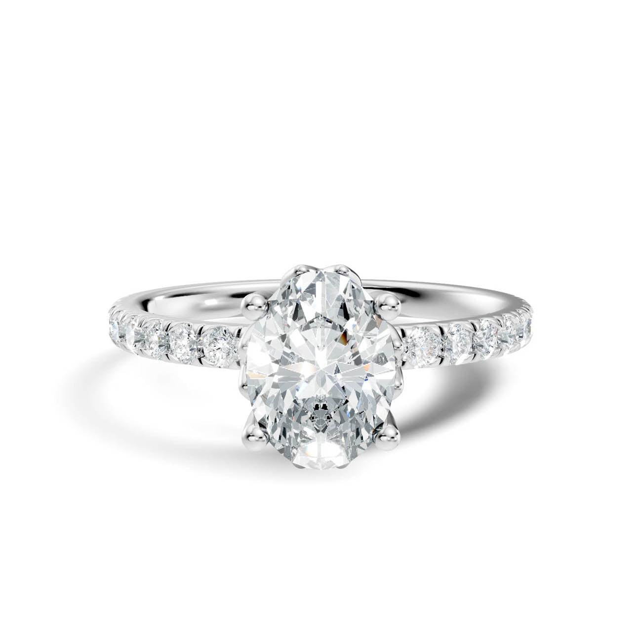 .50-1.50 Ct. Oval Diamond Ring with Pavé Band and Prong Setting (ja13-e) 10