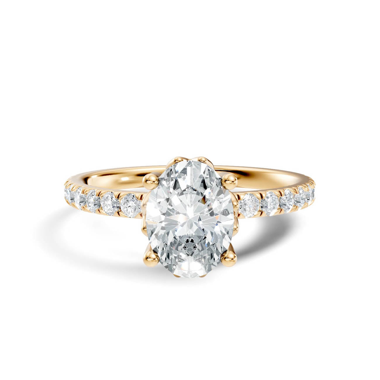 .50-1.50 Ct. Oval Diamond Ring with Pavé Band and Prong Setting (ja13-e) 3
